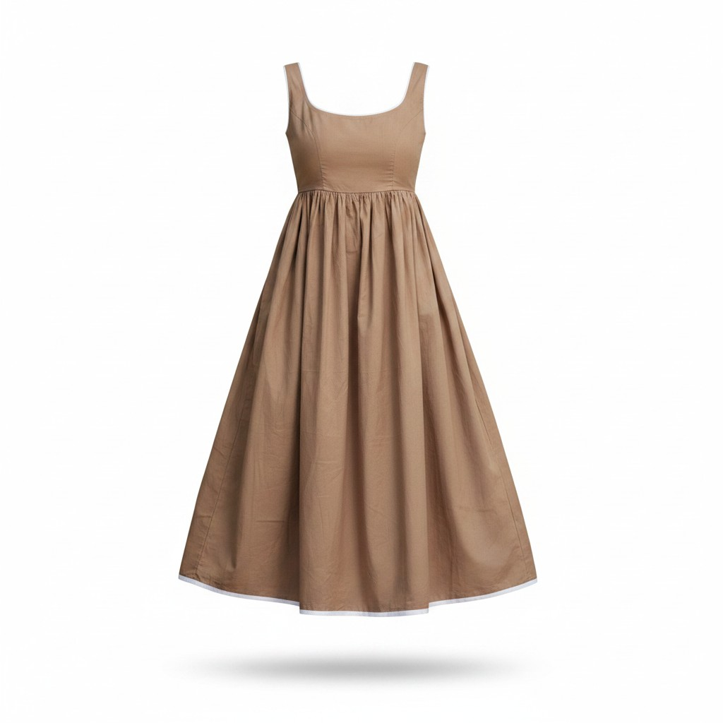 Mocha Cotton  Midi Dress