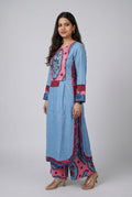 Blue Floral Embroidered Kurta Pant