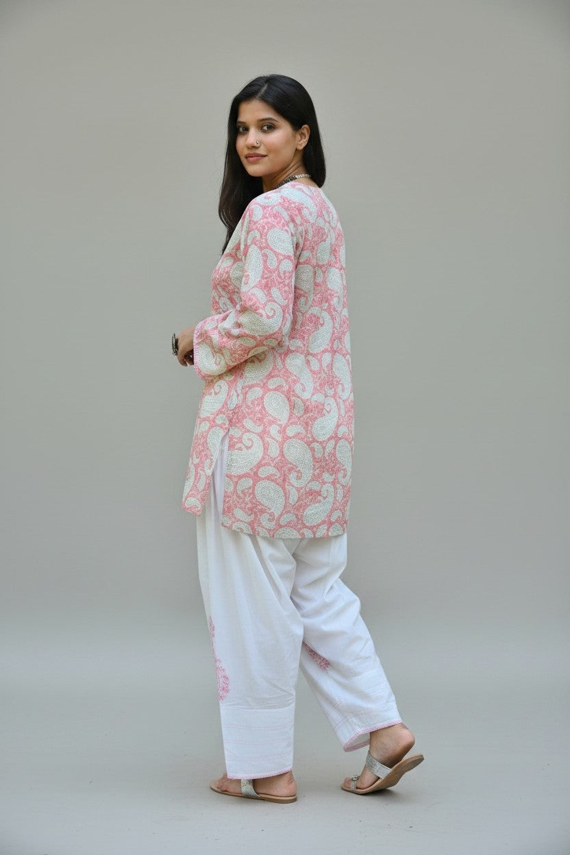 Pink Cotton Farshi Kurta Set