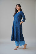 Checkered Floral Motif Kurta
