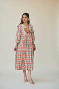Gingham Floral Midi Dress