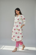 Palm Print Cotton Kurta Pant