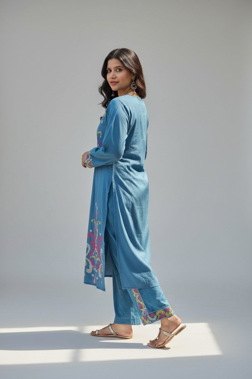 Embroidered Cotton Kurta Pant