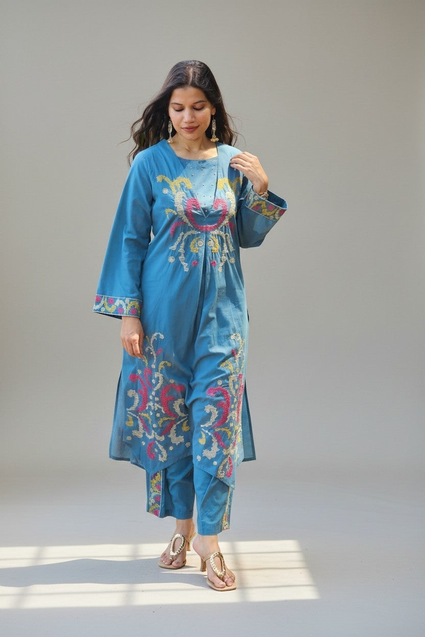 Embroidered Cotton Kurta Pant