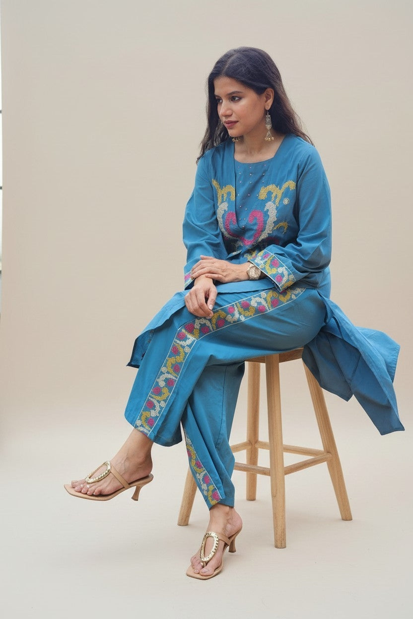 Embroidered Cotton Kurta Pant