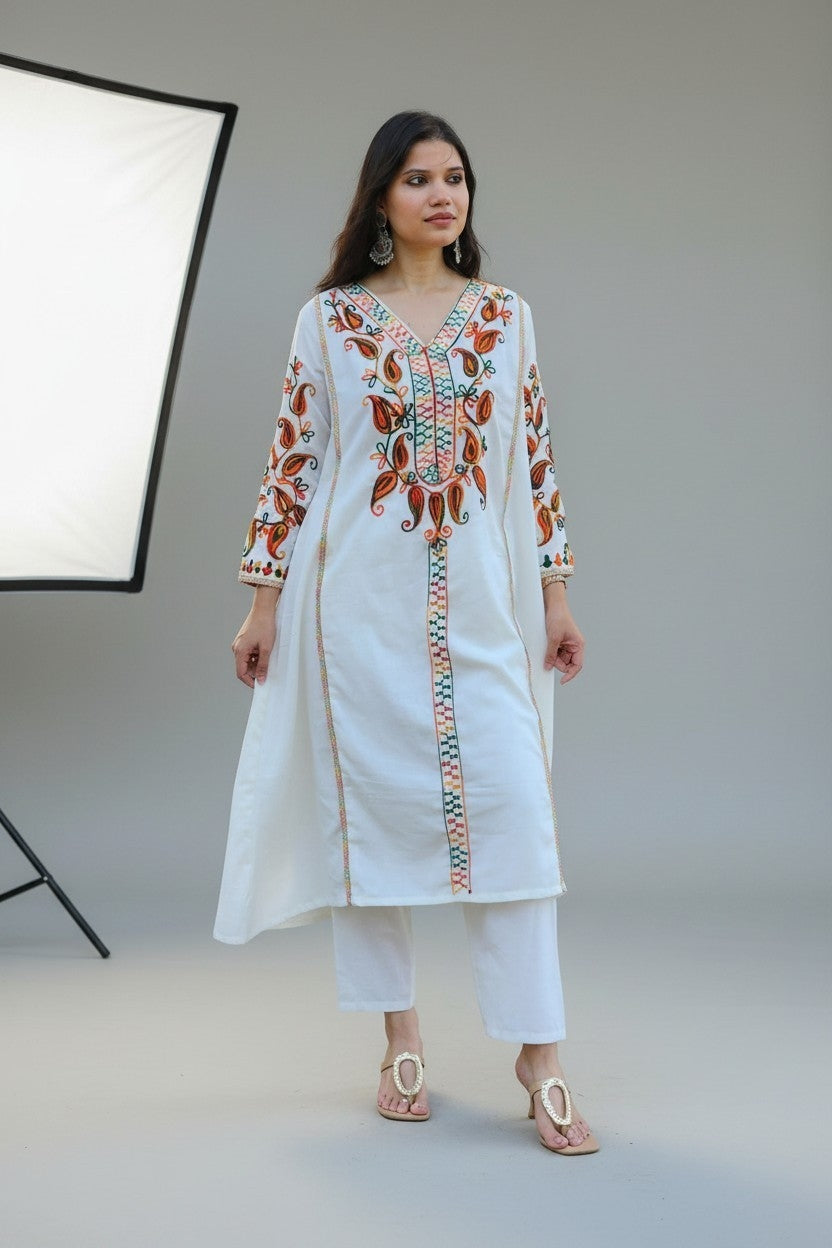 Embroidered Cotton Kurta pant