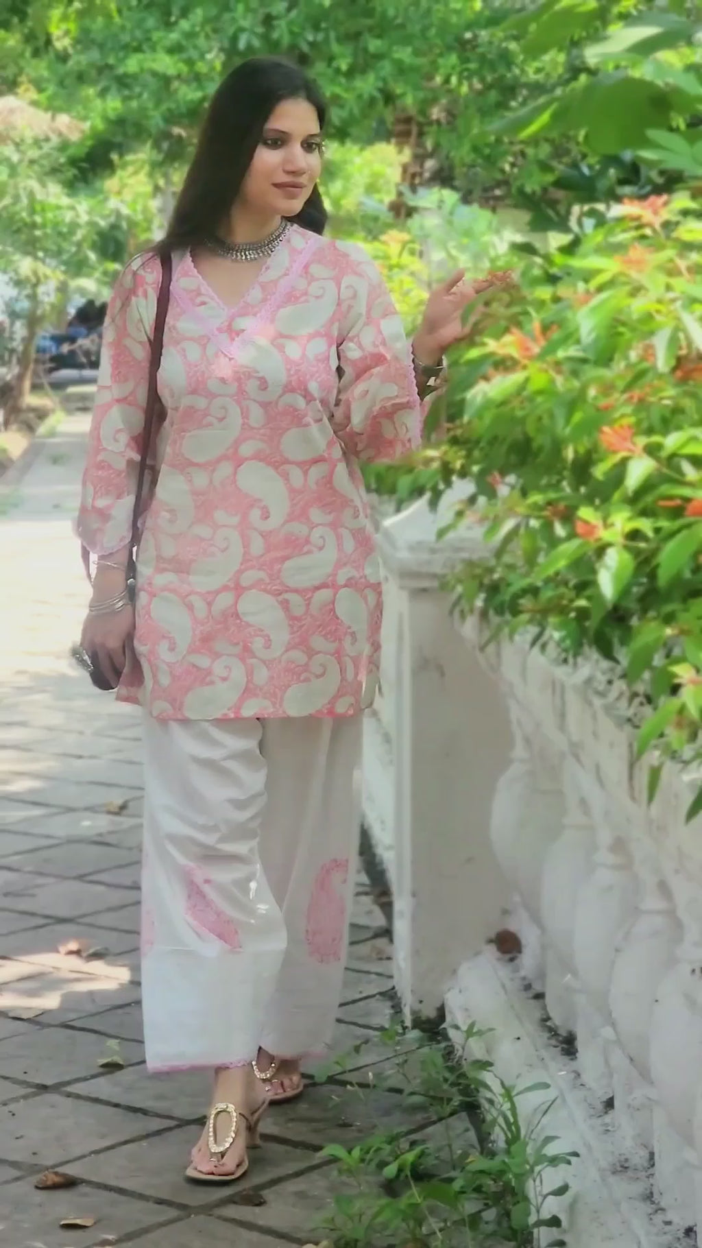 Pink Cotton Farshi Kurta Set